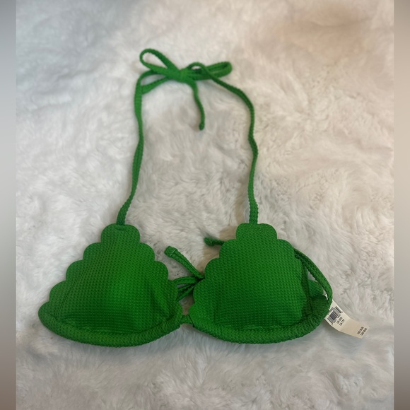 NWT Aerie Waffle Scalloped String Triangle Bikini Top - Picture 2 of 6